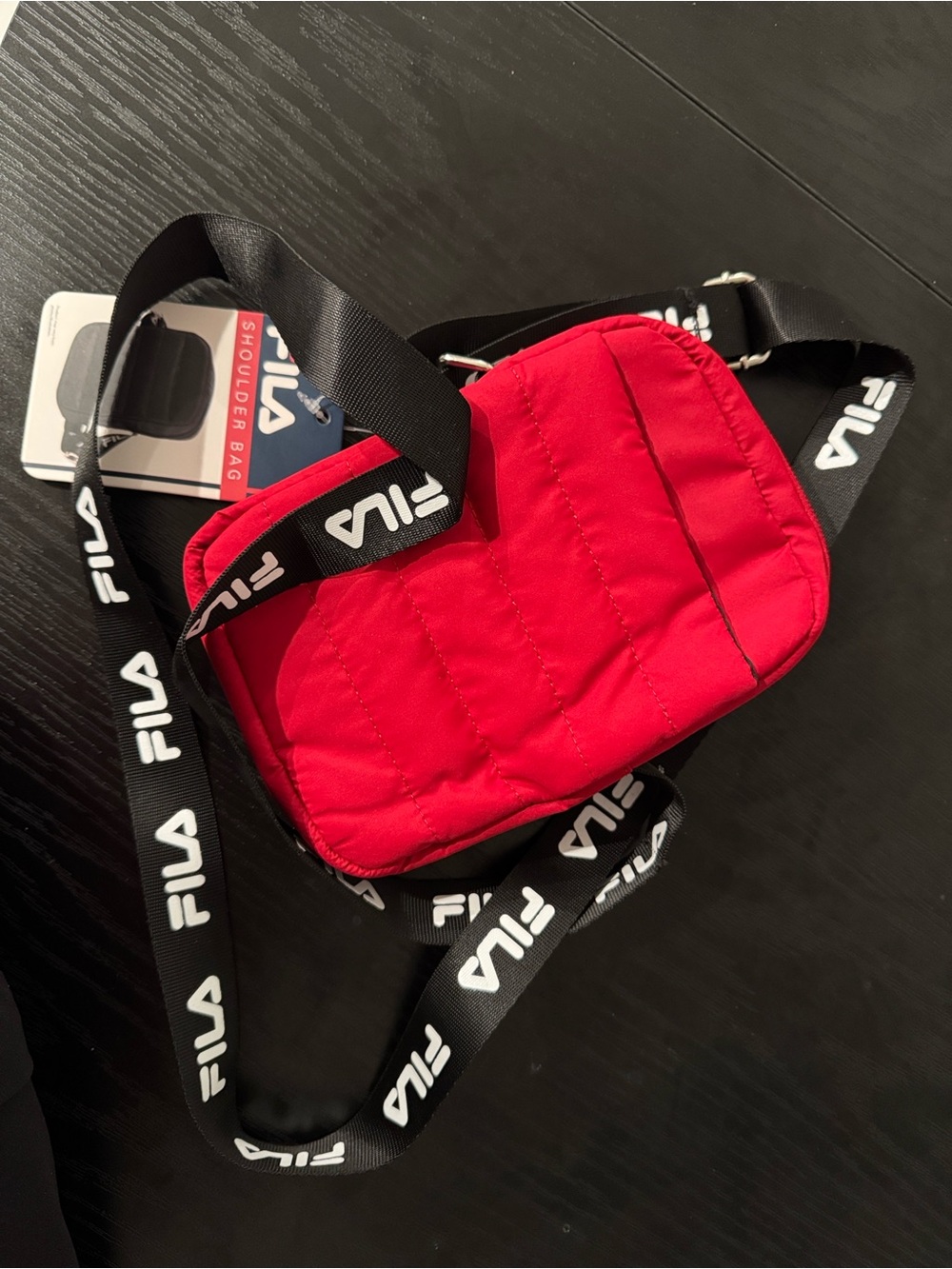 Fila Red Quilted Belt Bag with Branded Strap